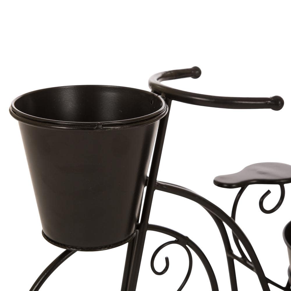 Glitzhome 20.75 in. H Metal Black Bicycle Planter (KD) GH1428202672