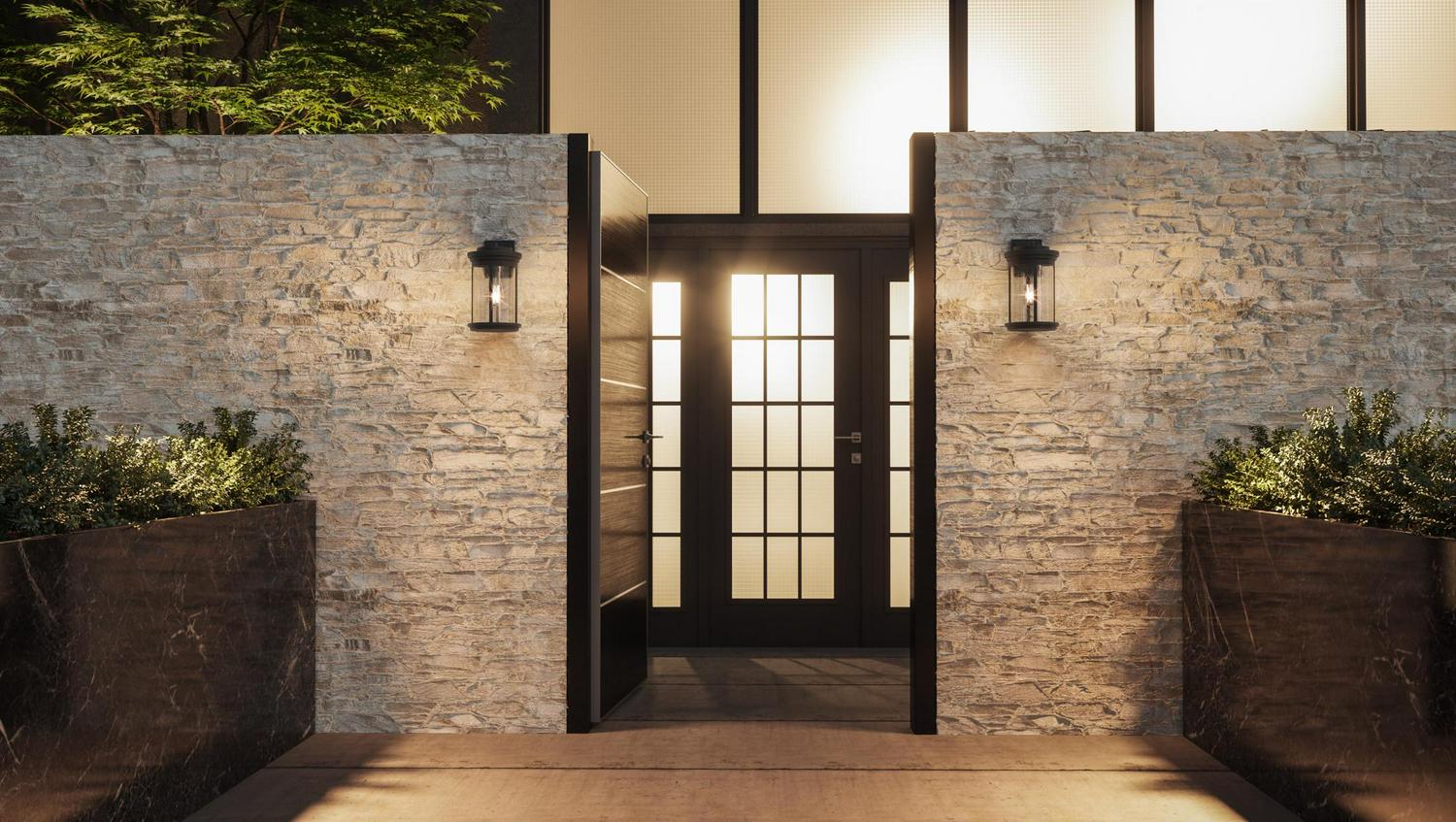 Ashley Harbour Oaklee 1-Light Earth Black Outdoor Wall Lantern