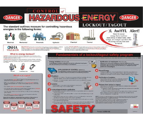 NMC PST006 Lockout Tagout Poster  Poster Paper  18...