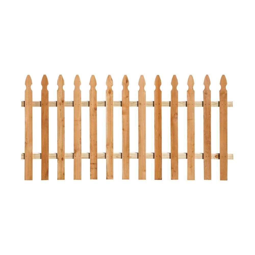 Outdoor Essentials 3-12 ft. x 8 ft. Western Red Cedar Spaced Picket French Gothic Fence Panel Kit 239708