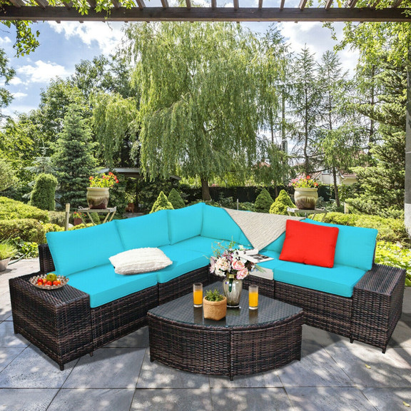 Costway 41930562 6 Piece Wicker Patio Sectional So...