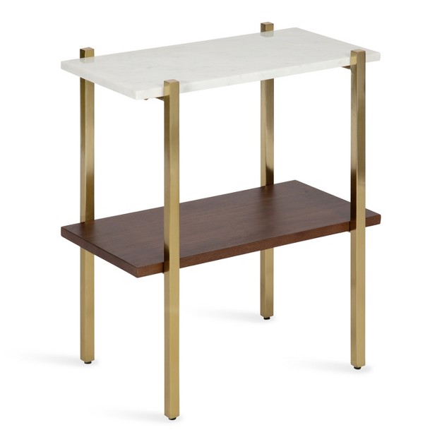 Kate And Laurel Abcott Rectangle Wood Side Table 20x12x24 White And Walnut Brown