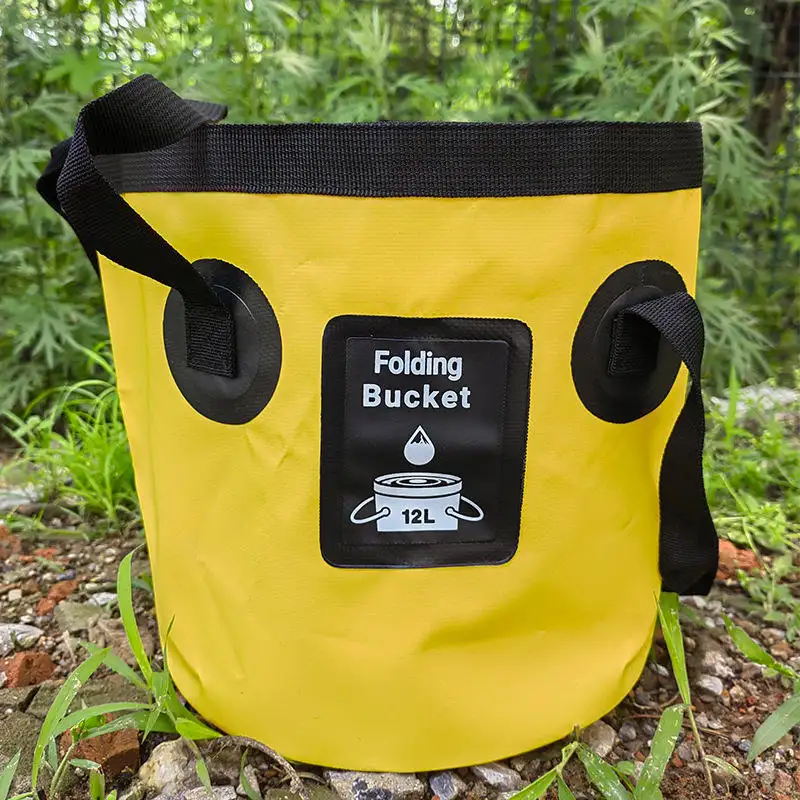 20L PVC Outdoor Folding Bucket Bags Portable Camping Picnic Fishing Bucket Travel Multi purpose Foot Bath Bucket Bag