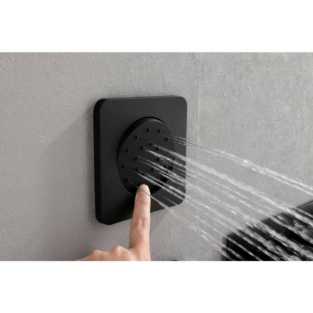 Nestfair 3-Spray Wall Bar Shower Kit with Hand Shower Waterfall Shower Head and 3 Body Sprays in Matte Black DGP040M