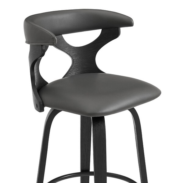 Zenia Modern Faux Leather and Wood Swivel Bar/Counter Stool