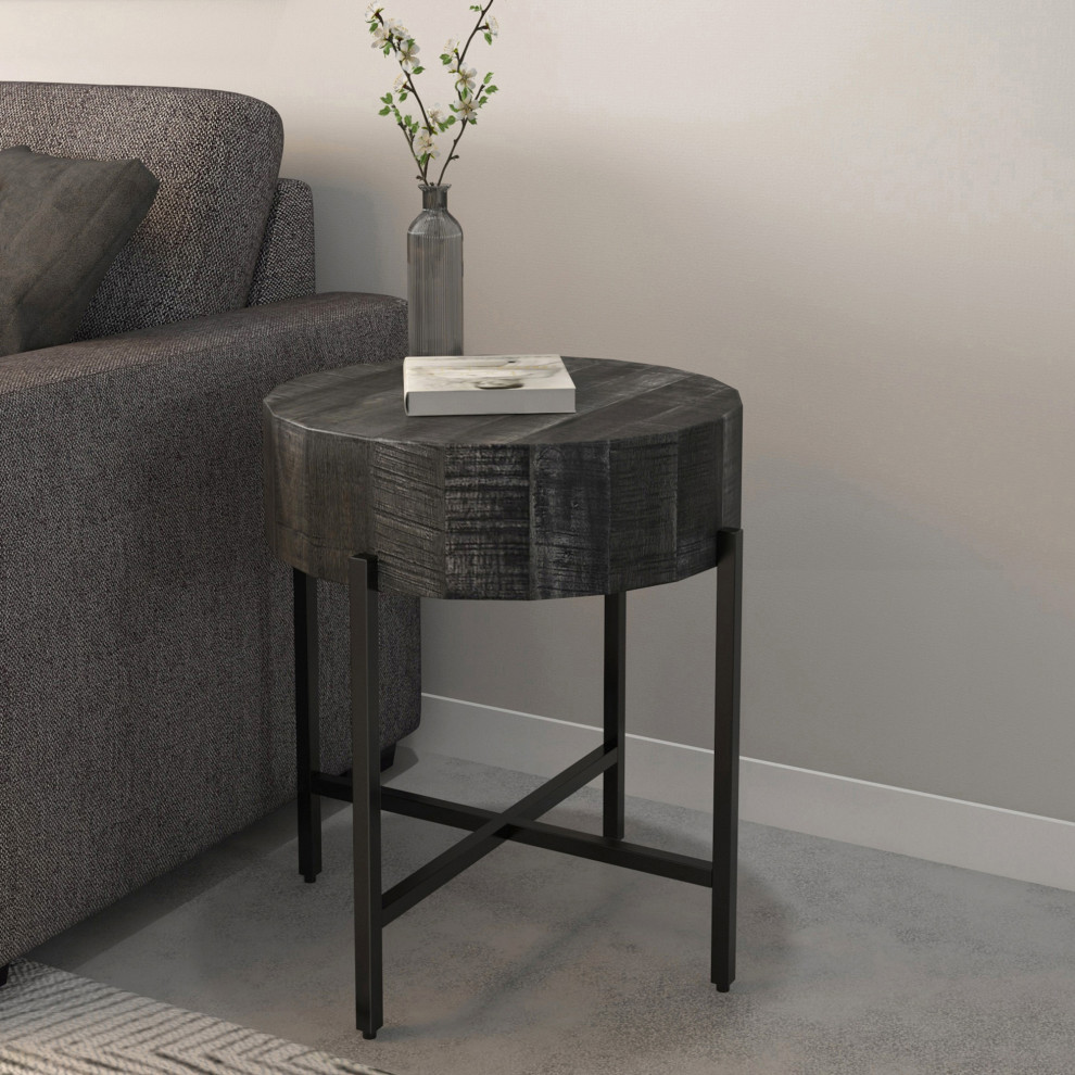 Contemporary Wood Accent Table   Industrial   Side Tables And End Tables   by WHI  Houzz