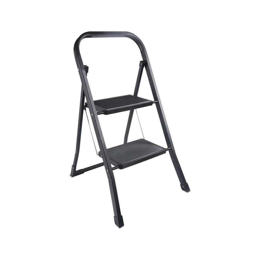 Amucolo 2-Step Steel Folding Step Stool Ladder with Wide Anti-Slip Pedal 330 lbs. Load Capacity DHS-CYW1-7988