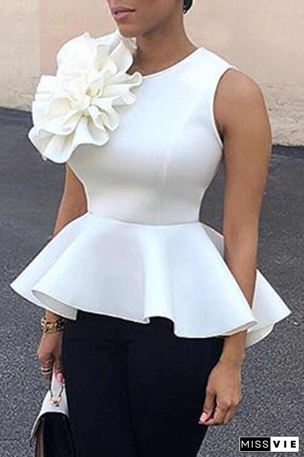 Fashion Sleeveless Floral Regular Blouses & Shirts