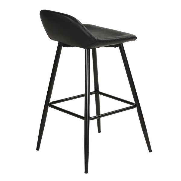 Cortesi Home Rain Counterstools with Faux Leather， Black Base (Set of 2)