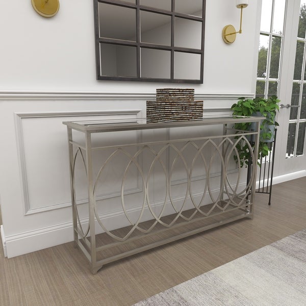 Silver Iron Traditional Console Table 32 x 54 x 16 - 54 x 16 x 32