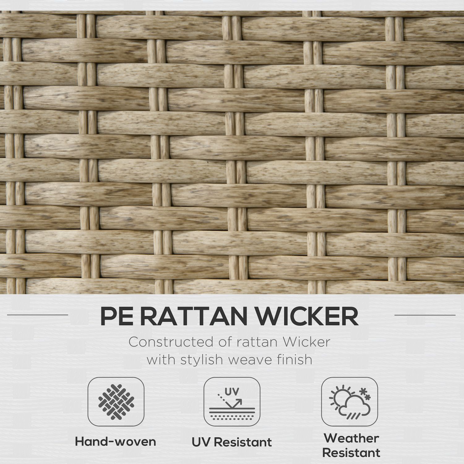 Outsunny Rattan Wicker Furniture Set with Coffee Table and Storage， Khaki