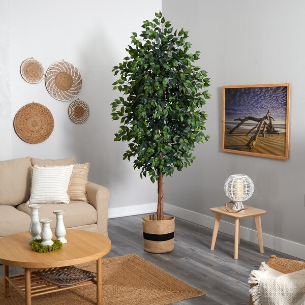 8' Ficus Artificial Tree in Handmade Natural Cotton Planter