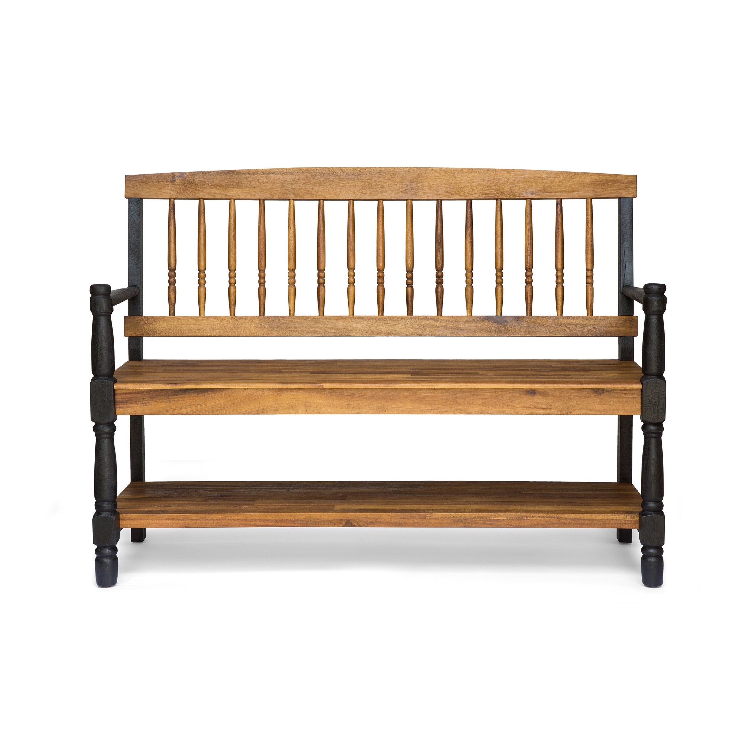 Daphne Outdoor Acacia Wood Bench with Shelf