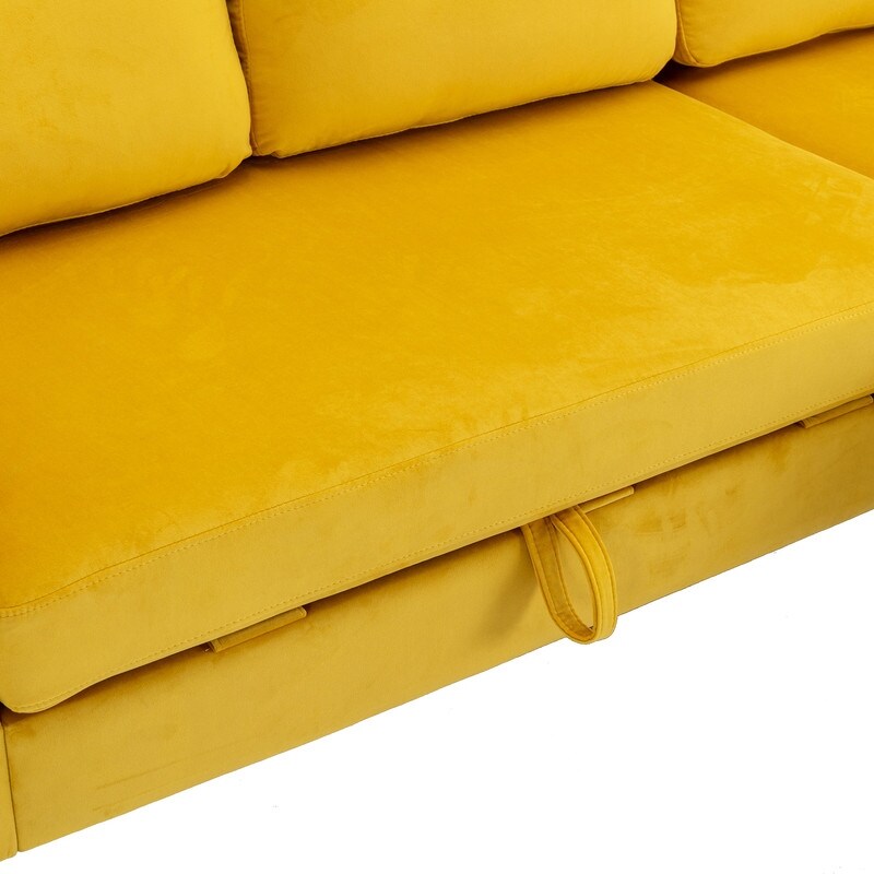 72.4'' L Shaped Sectional Sofa Sleeper Sofa With Storage Chaise Yellow