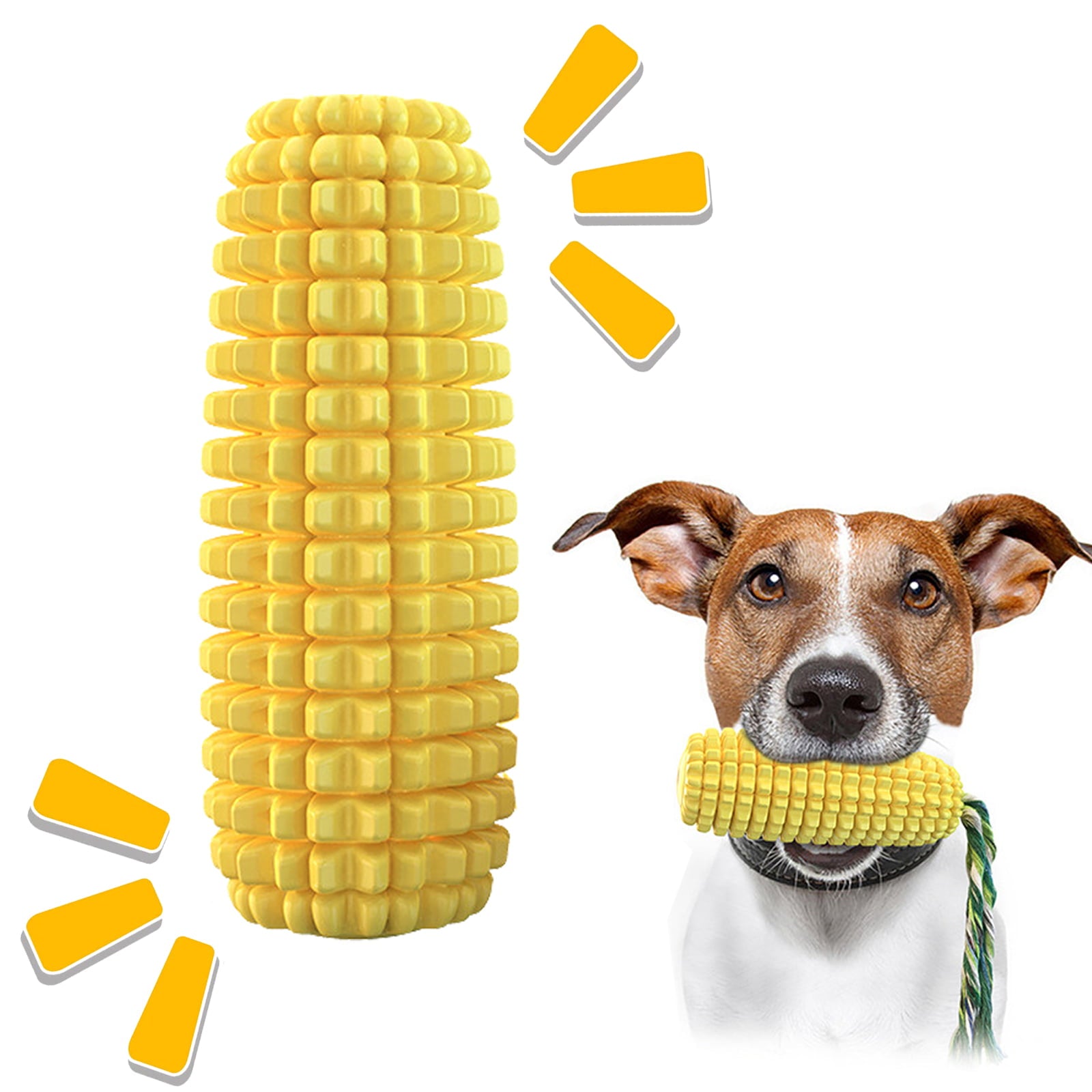 Dog Chew Toys， Puppy Toothbrush for Cleaning Teeth，Dog Squeak/Non-Squeak Toys Interactive Corn Toys， Dog Toys Aggressive Chewers for Small/Medium/Large Dog