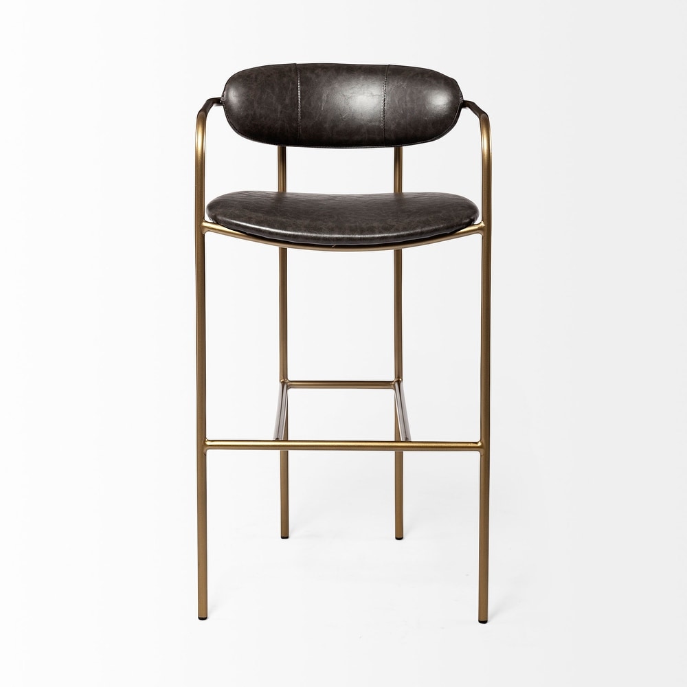 Parker Brown Faux Leather Seat with Gold Metal Frame Bar Stool