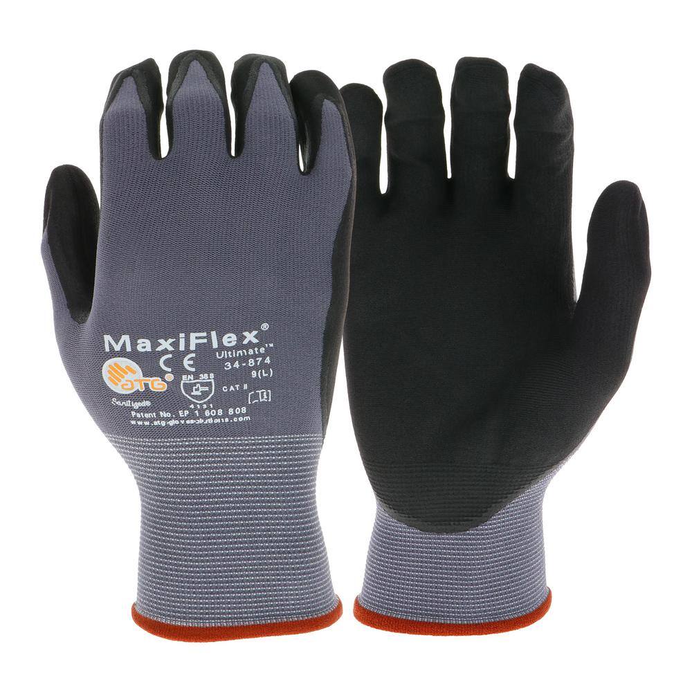 ATG MaxiFlex Ultimate Men's Large Gray Nitrile Coated Work Gloves 34-874TLVPD72