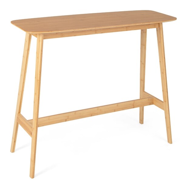 Costway Bamboo Bar Table 48'' High Top Console Dining Pub Table For - 48'' x 18'' x 39'' (L x W x H)