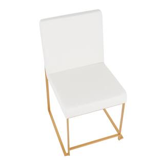 Lumisource Fuji White Faux Leather Gold in High Back Dining Chair (Set of 2) DC-HBFUJI AUW2