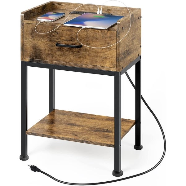 Nightstand with Charging Station and USB Ports