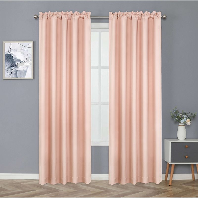 Kate Aurora Basic Drape Light Filtering Woven Jacquard Thermal Single Rod Pocket Window Curtain Panel