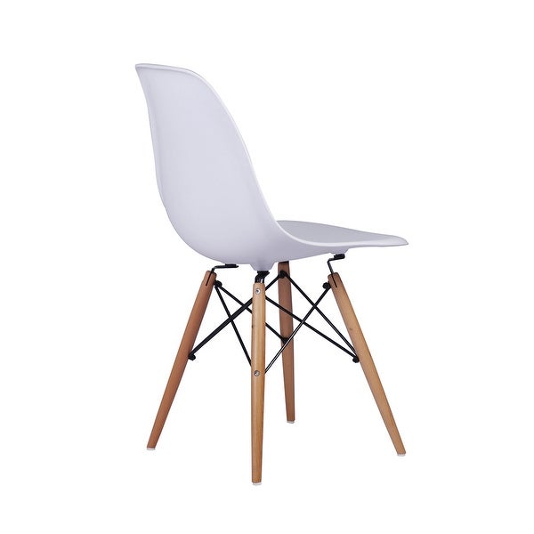 White Plastic Armless Side Dining Chair with Wood Legs-1 Pcs