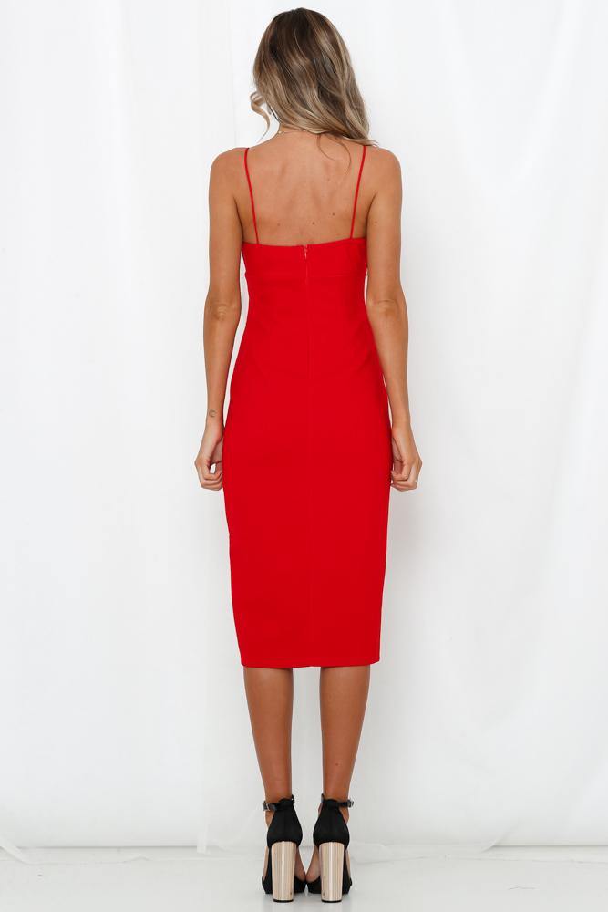 Align The Heavens Midi Dress Red