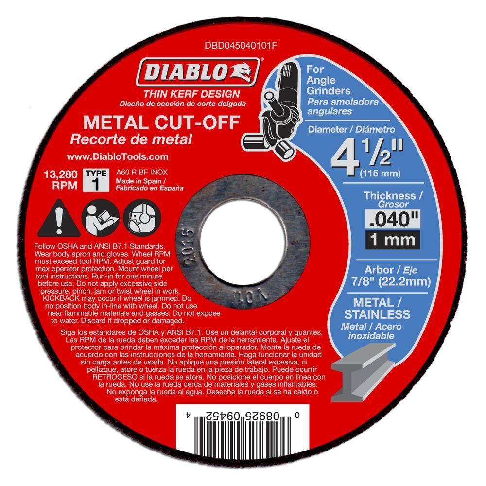 DIABLO 4-12 in. x 0.040 in. x 78 in. Thin Kerf Metal Cut-Off Disc (15-Pack) DBD045040115F