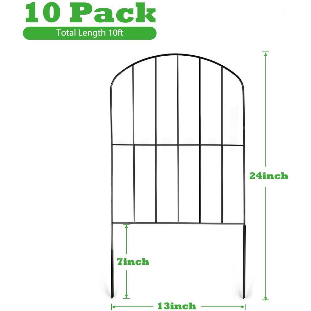 Oumilen 23.6 in. x 13 in. x 10 ft. Green Border Folding Steel Fence Lawn Patio Yard Garden Fence (10-Pieces) PL2109-A24