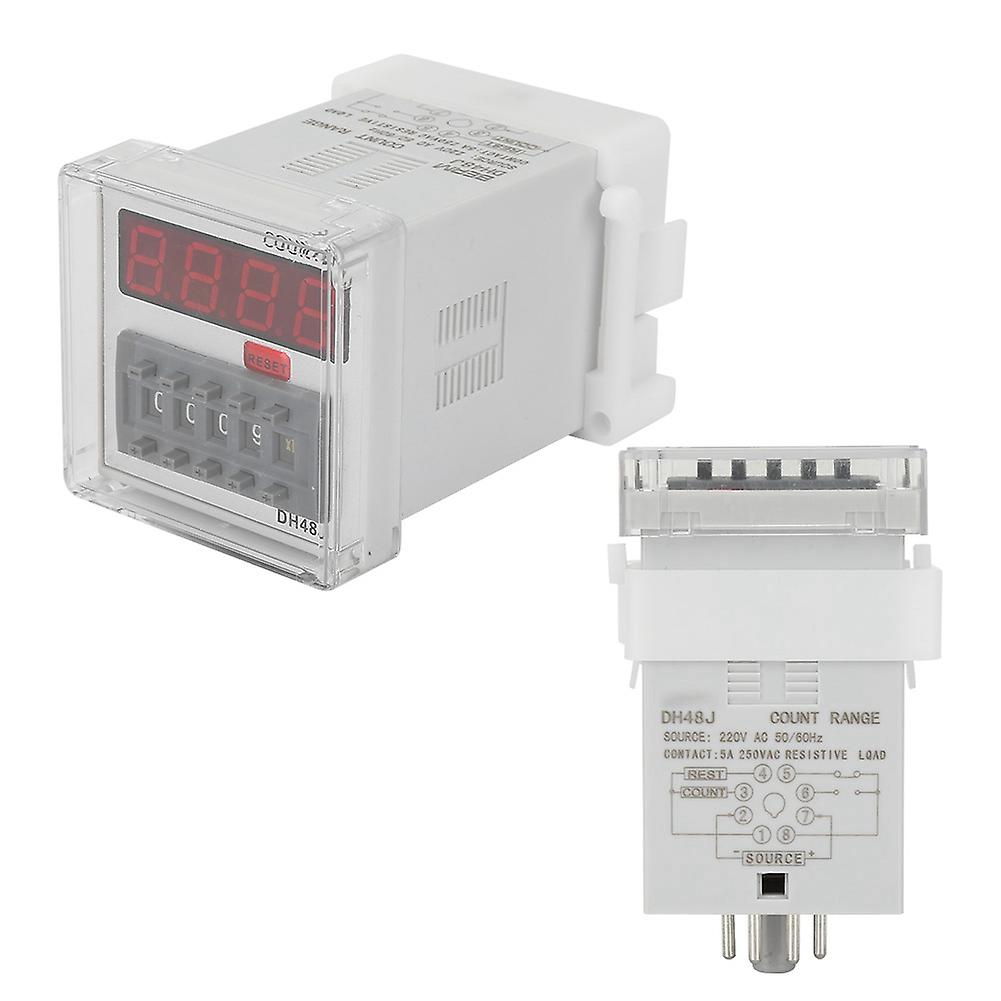 Dh48j 220vac Digital Counter Relay Led Display 1-999900 8-pin