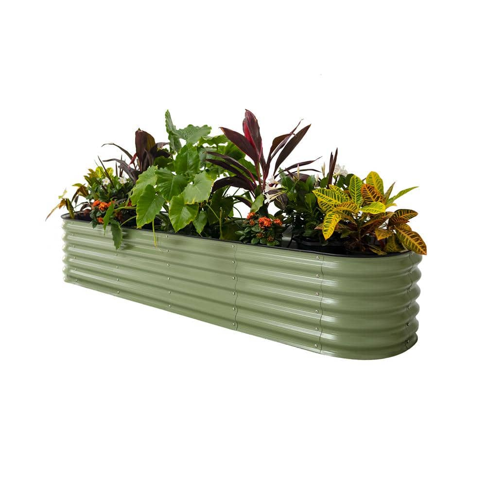 vego garden 17 in. Tall 9-In-1 Modular Olive Green Metal Raised Garden Bed Kit VB9N117G