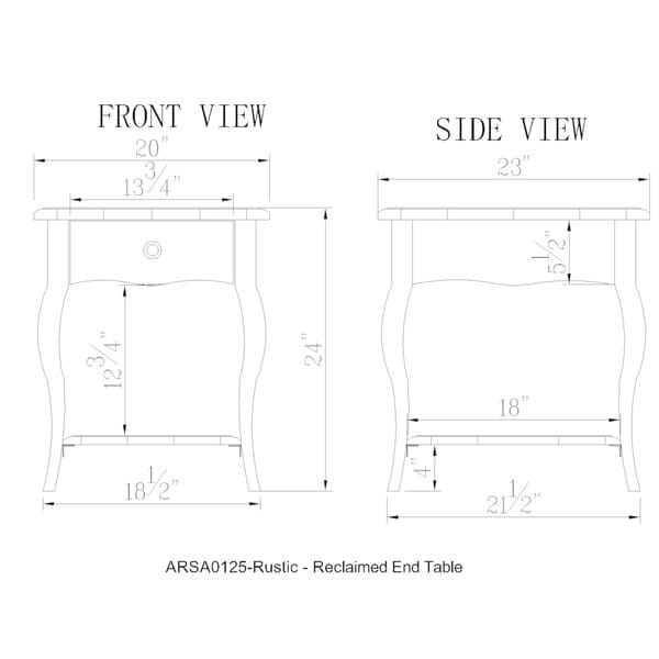 Alaterre Rustic Reclaimed Wood End Table