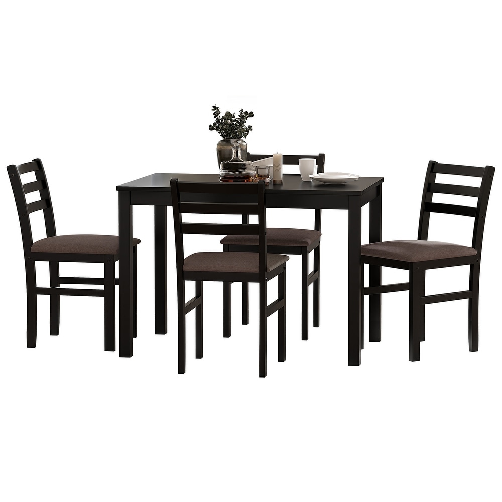 5 Piece Dining Table Set  Rectangle Dining Table with 4 Upholstered Chairs for 4 People for Dining Room and Kitchen