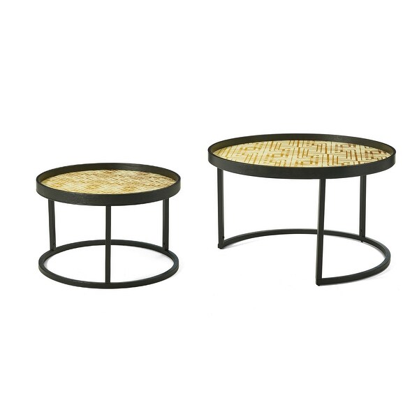 Glitzhome Set of 2 Modern Round Nesting Coffee Table Accent Set