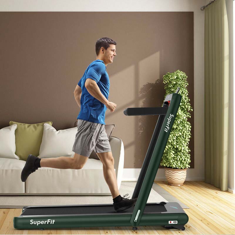 2 in 1 4.75HP Folding Treadmill, Under Desk Electric Treadmill, Portable Running Machine with APP Control, LED Touch Screen, Bluetooth Speaker