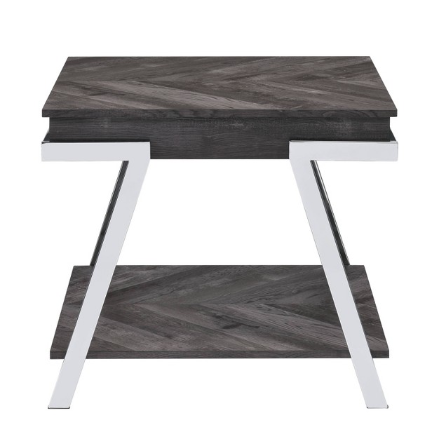 Roma End Table Metal And Wood Dark Gray Steve Silver Co