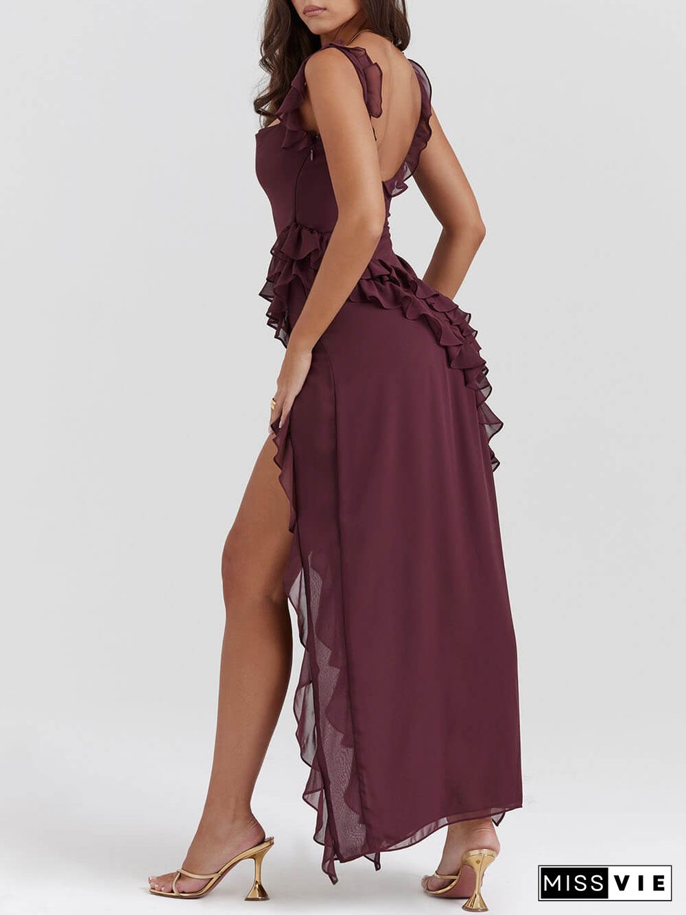 Mulberry Ruffle Maxi Dress