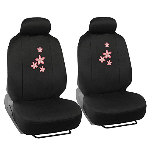 BDK Pink Flower Design Seat Covers for Car， SUV， Van and Truck， 9pc