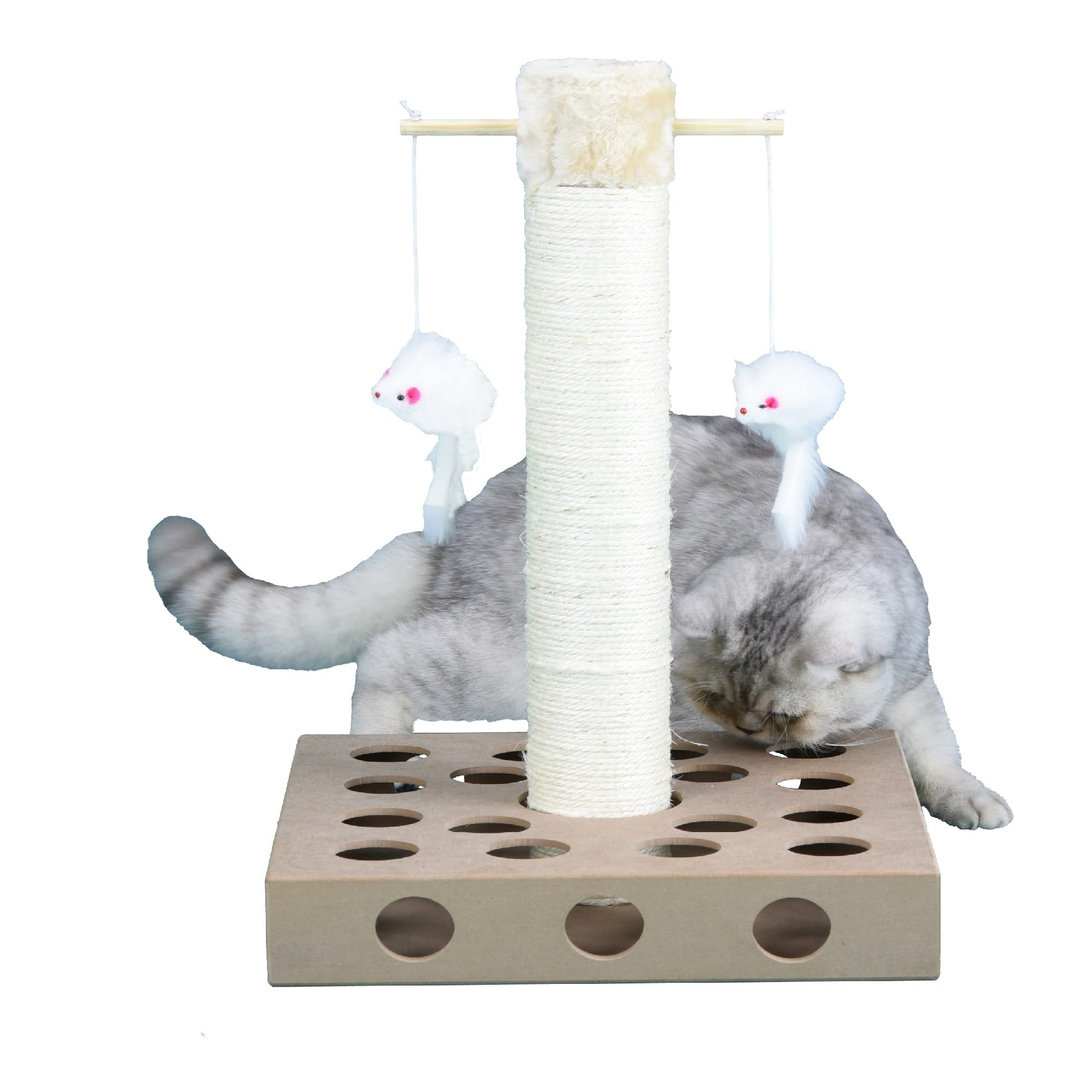 Go Pet Club Beige Cat Scratching Post with IQ Box