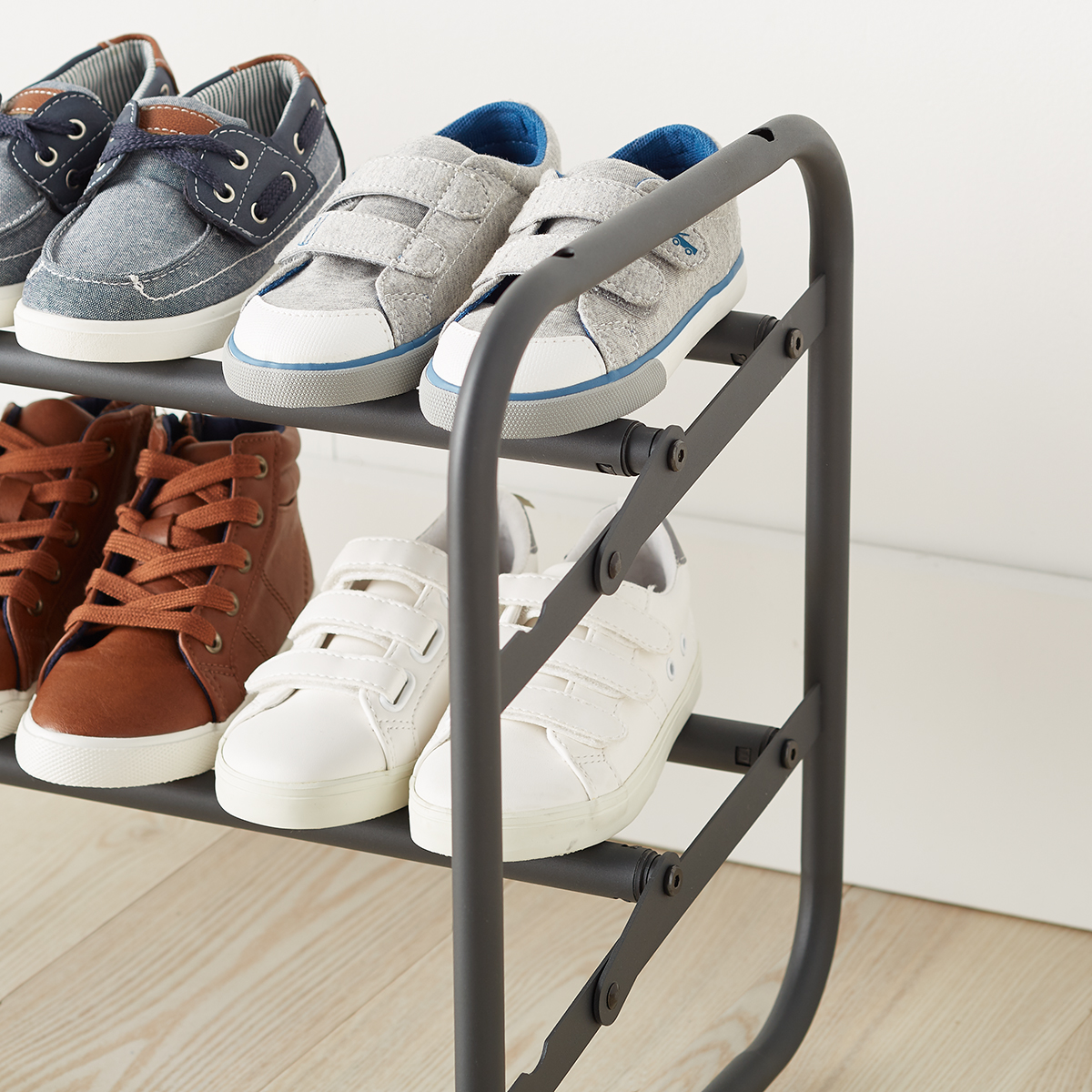 2Tier Expandable Shoe Rack with Pivoting Bars