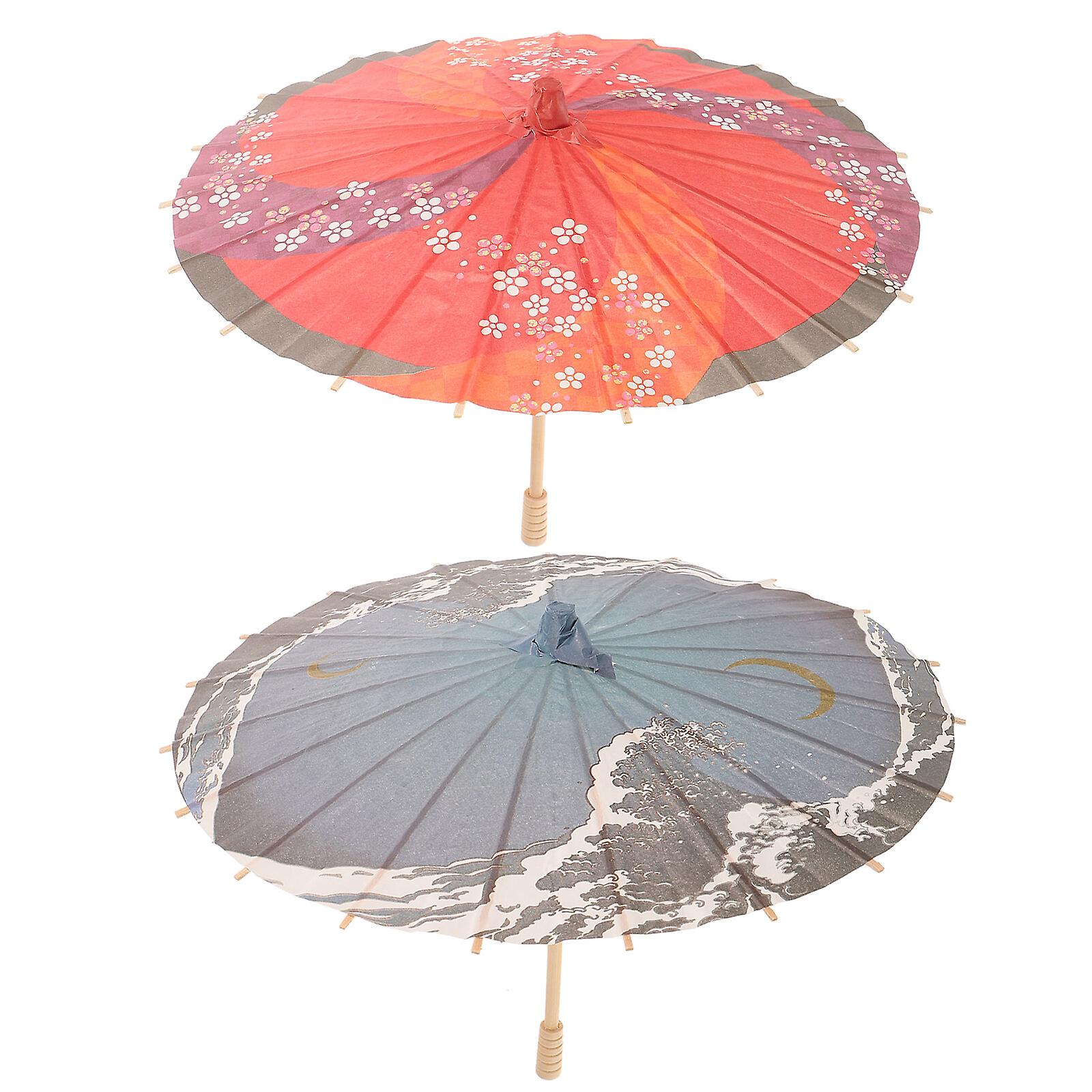 2pcs Oil Paper Umbrella Classical Japanese Umbrella Holiday Umbrella Decoration