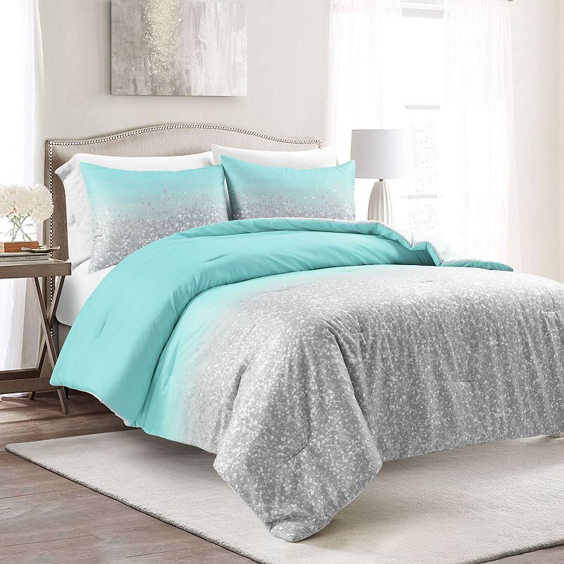 Lush Decor Glitter Ombre Metallic Print Comforter Set with Shams