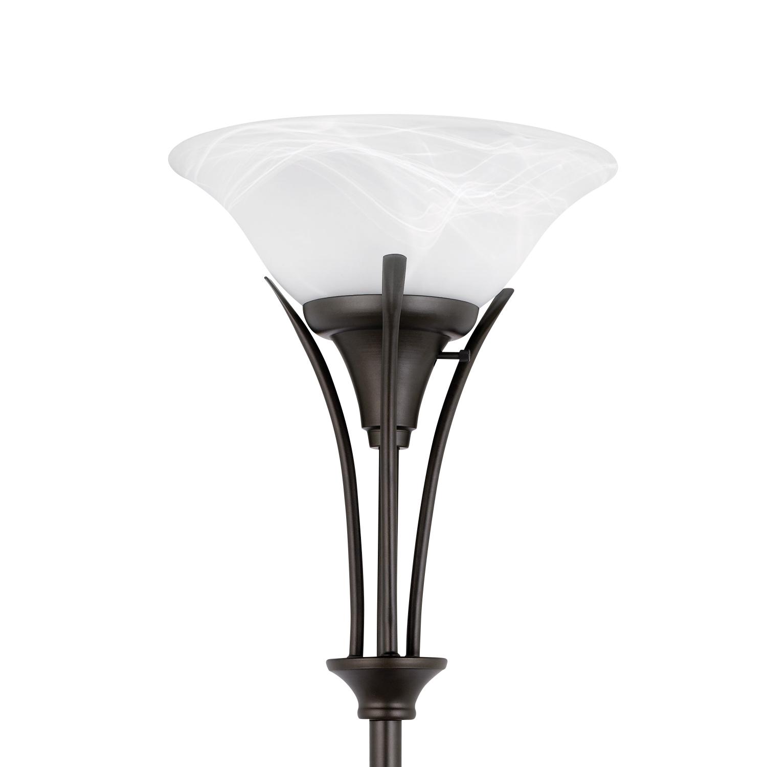 Globe Electric Gatineau 71 Dark Bronze Floor Lamp with Alabaster Glass Shade， 63361