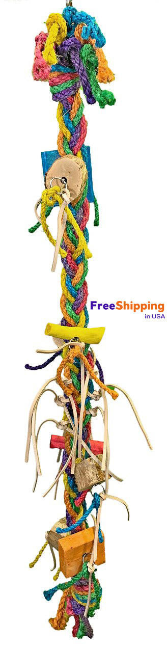 Bonka Bird Toys 3212 Mrs. Monster Braid Huge Bird Toy Parrot Cage African Grey Conure Macaw Amazon Pet