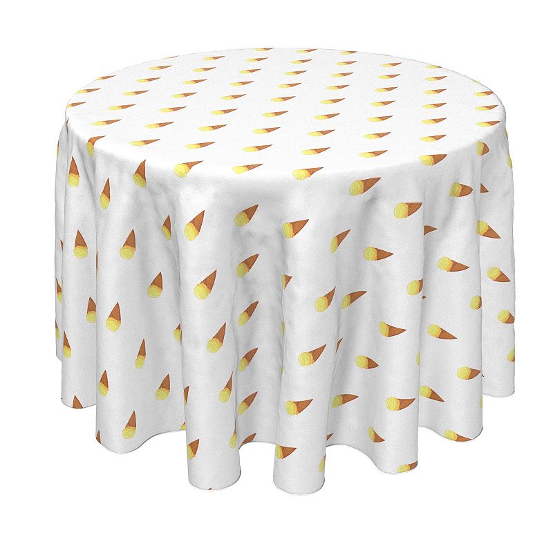 Round Tablecloth， 100% Polyester， 90 Round， Ice Cream Cones