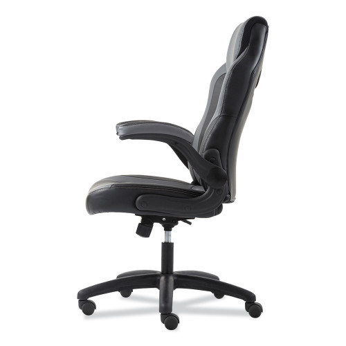 Sadie 9-One-One High-Back Racing Style Chair with Flip-Up Arms， Supports Up to 225 lb， Black Seat， Gray Back， Black Base (VST911)