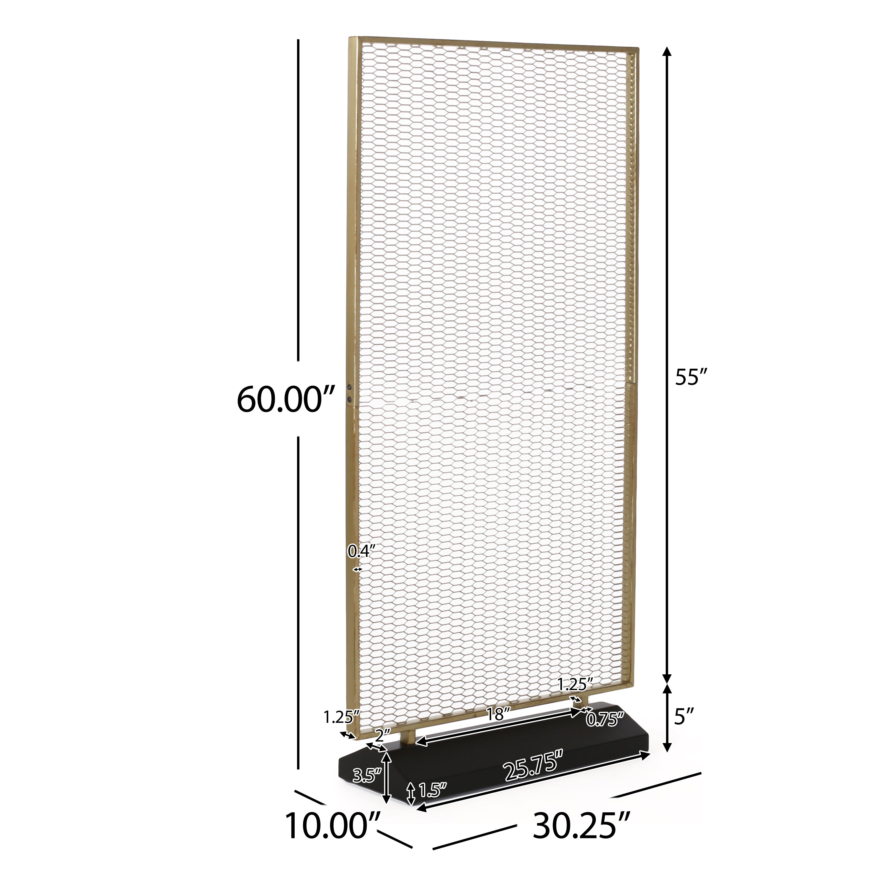 Jessamine Modern Mesh Room Divider, Gold Brushed Brown and Black