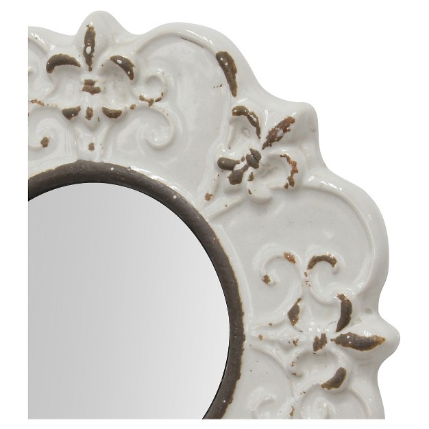 Decorative Ceramic Wall Mirror Ivory Stonebriar Collection