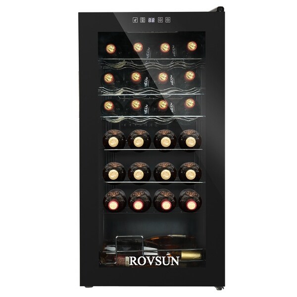 2.8-Cu.Ft 28Bottle Compressor Wine Cooler， Black