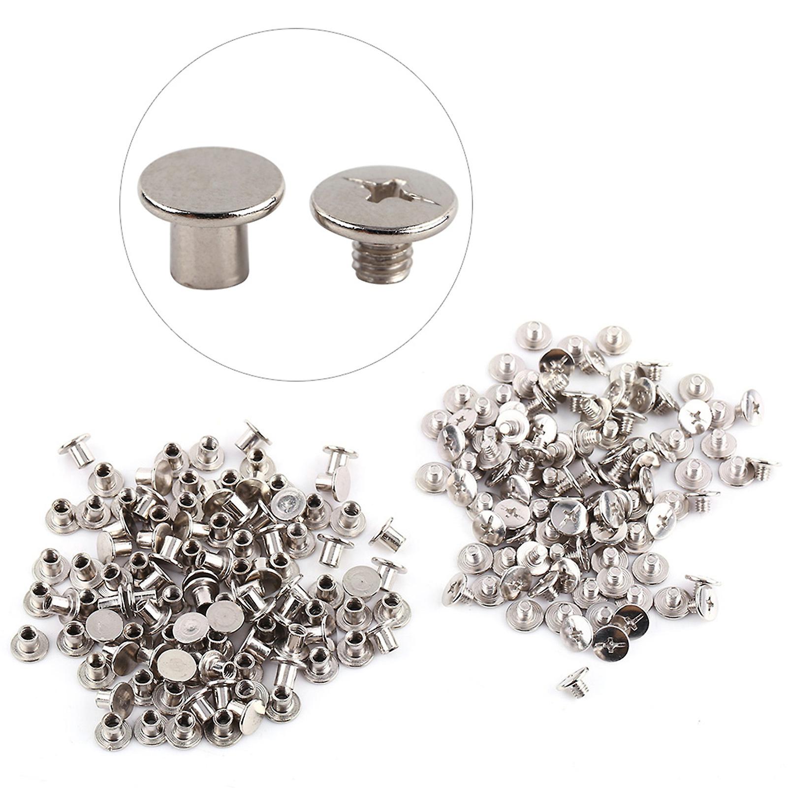 200pcs Nickel Binding Chicago Screws Nail Rivets Photo Album Leather Craft M5x6mm